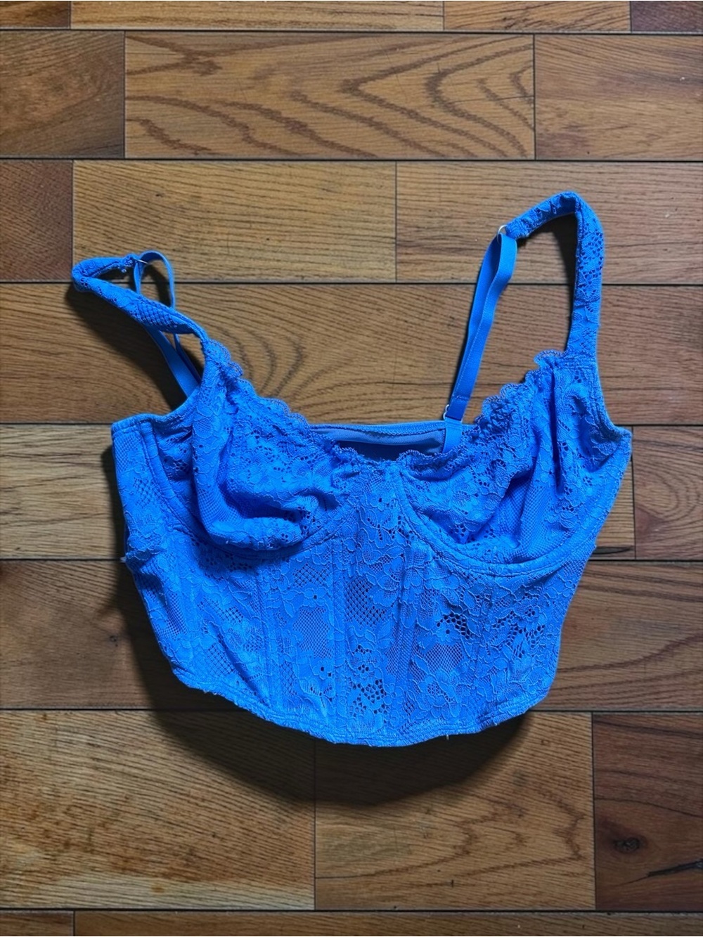 SHEIN Cobalt Blue Lace Corset Bustier Top Size S